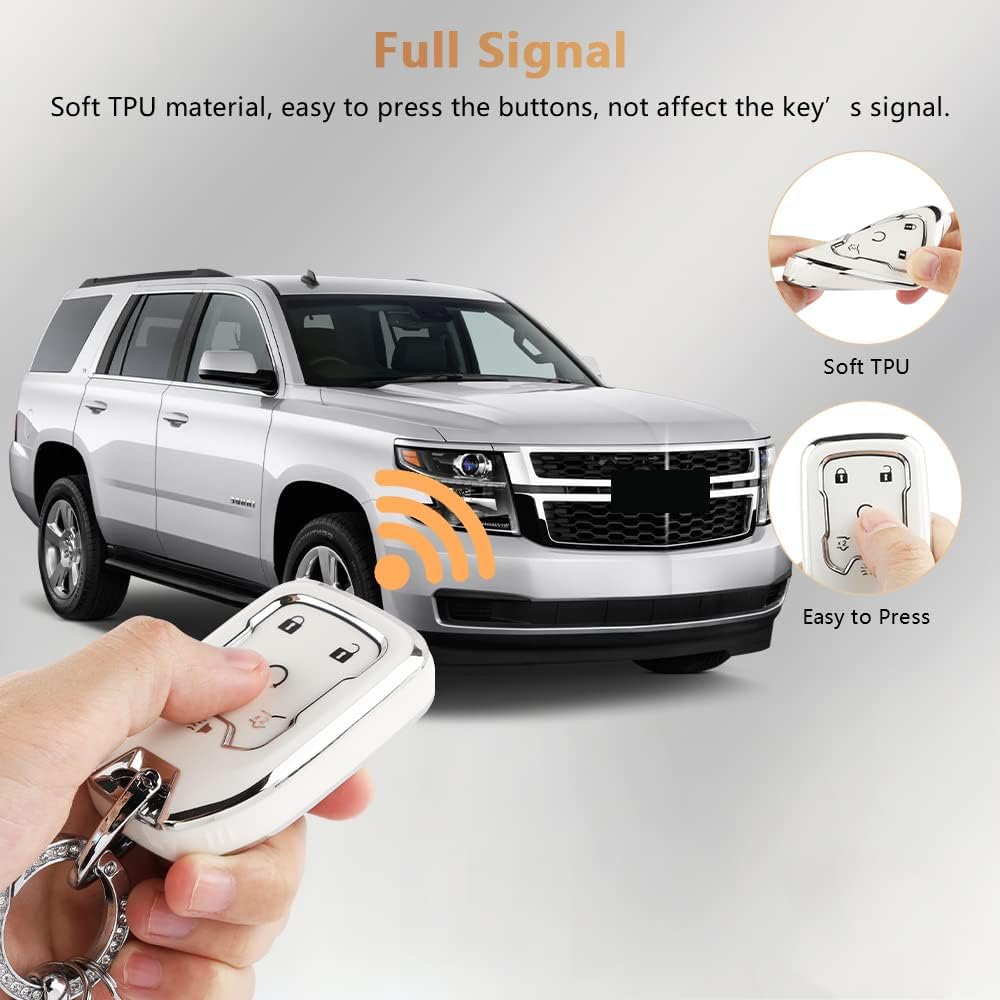 Pifoog Key Cover For Chevy Tpu Soft Car Keys Shell Protector With Glittering Car Keychain Accessories For Chevrolet Suburban Tah