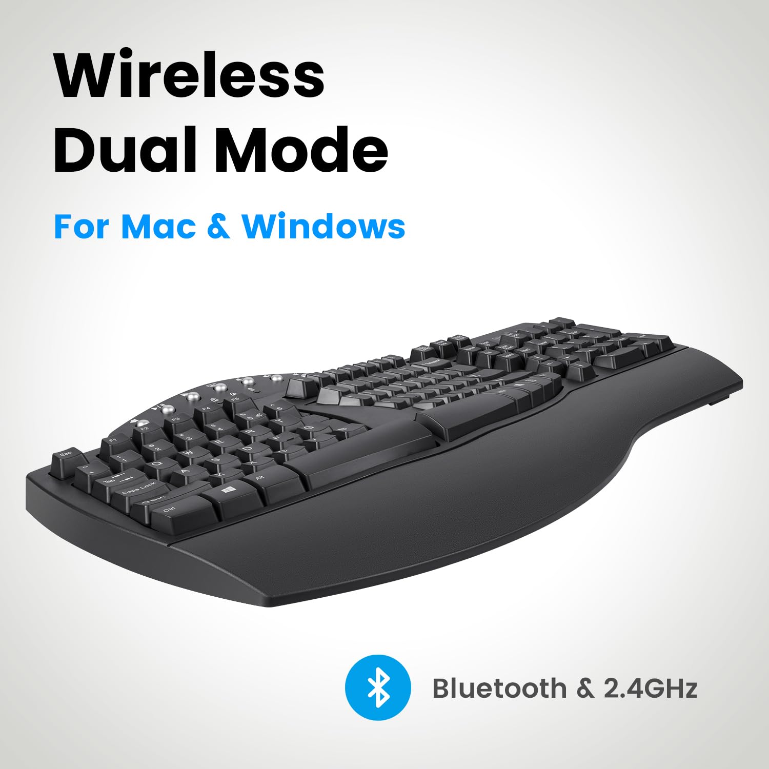 Perixx Periboard-612B Wireless Ergonomic Split Keyboard With Dual Mode 2.4G And Bluetooth Feature, Compatible With Windows 10 An