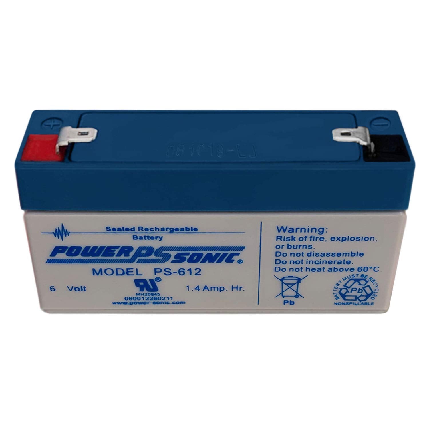 Power Sonic Ps-612 6 Volt 1.4Ah Rechargeable Sealed Lead Acid Battery