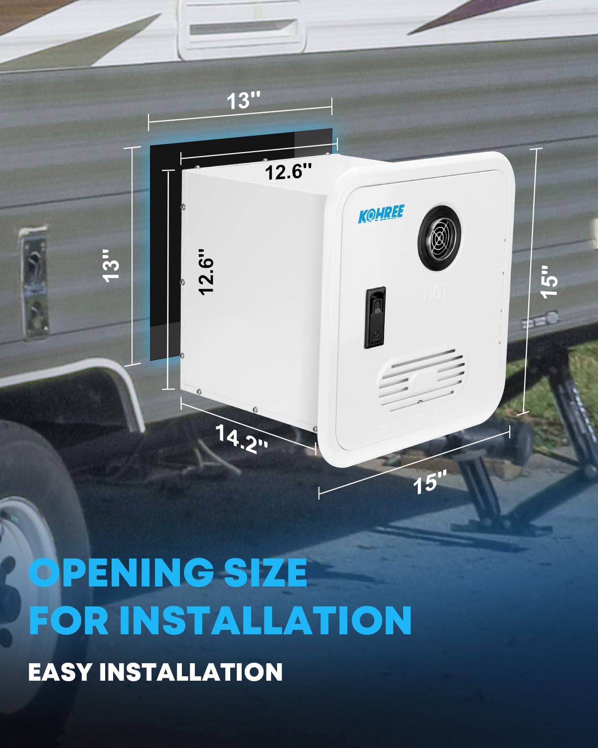 Kohree RV Tankless Water Heater, Upgraded 60,000 BTU RV Water Heater with 15 x 15 inches White Door, Remote Controller and Exter