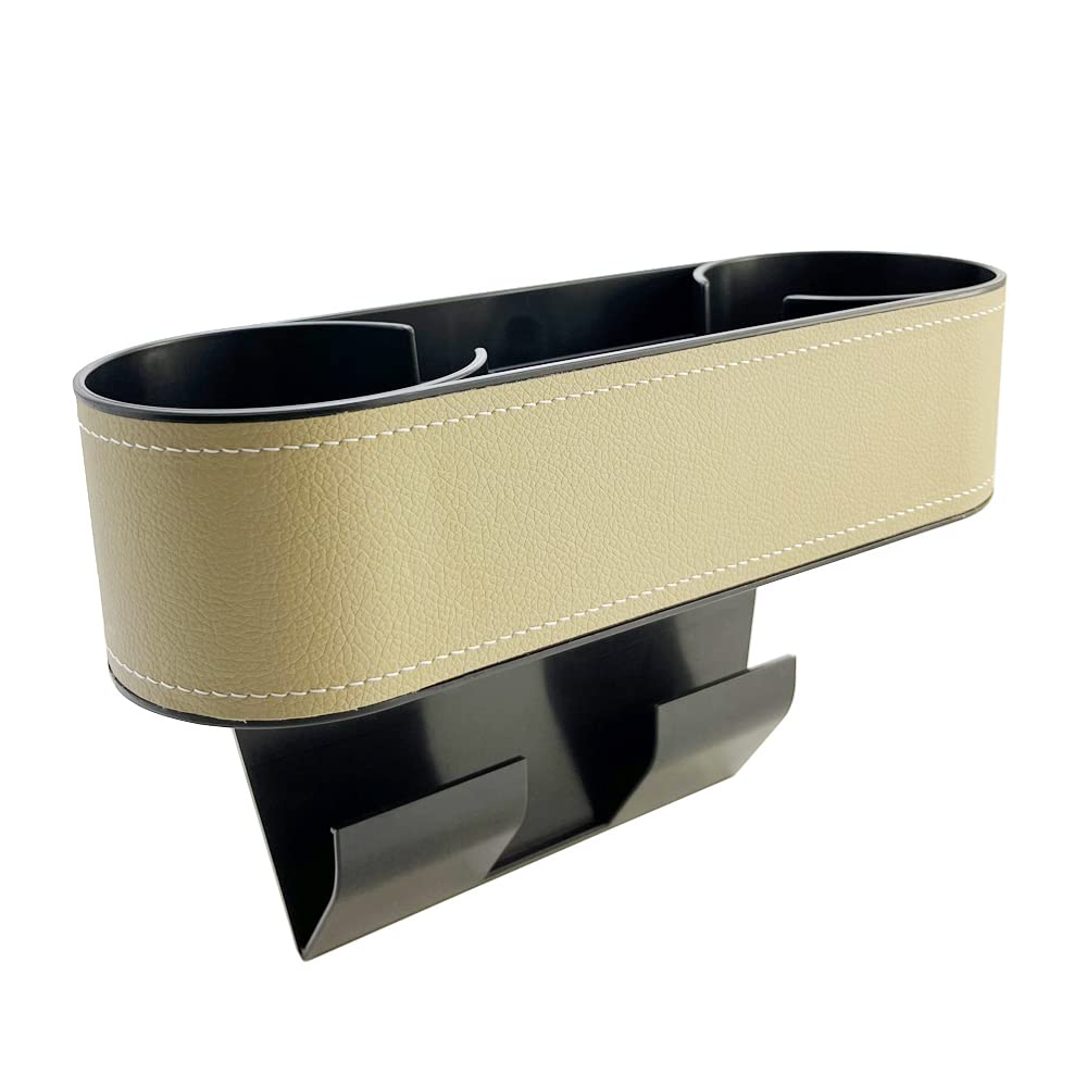 Car Cup Holder Expander Organizer,Multifunctional Cup Drink Holders With Pu Leather Cover,Side Insert Center Console Seat Gap Filler Storage Box For Mug Bottle Cellphones Keys Coffee Coasters Cards