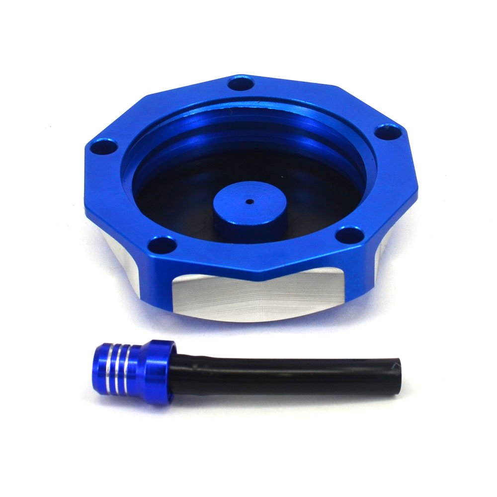 JFG RACING Billet Gas Fuel Tank Cap with Vent Hose For YZ85 04-23 YZ125 YZ250 04-23 YZ250F YZ450F 04-13 WR250F WR450F Blue