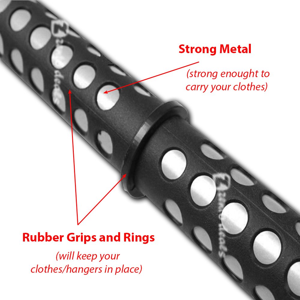 Zento Deals 2 Pack Of Heavy Duty Expandable Clothes Bars Car Hangers Rod- Convenient Classic Black Combines With Strong Metal An