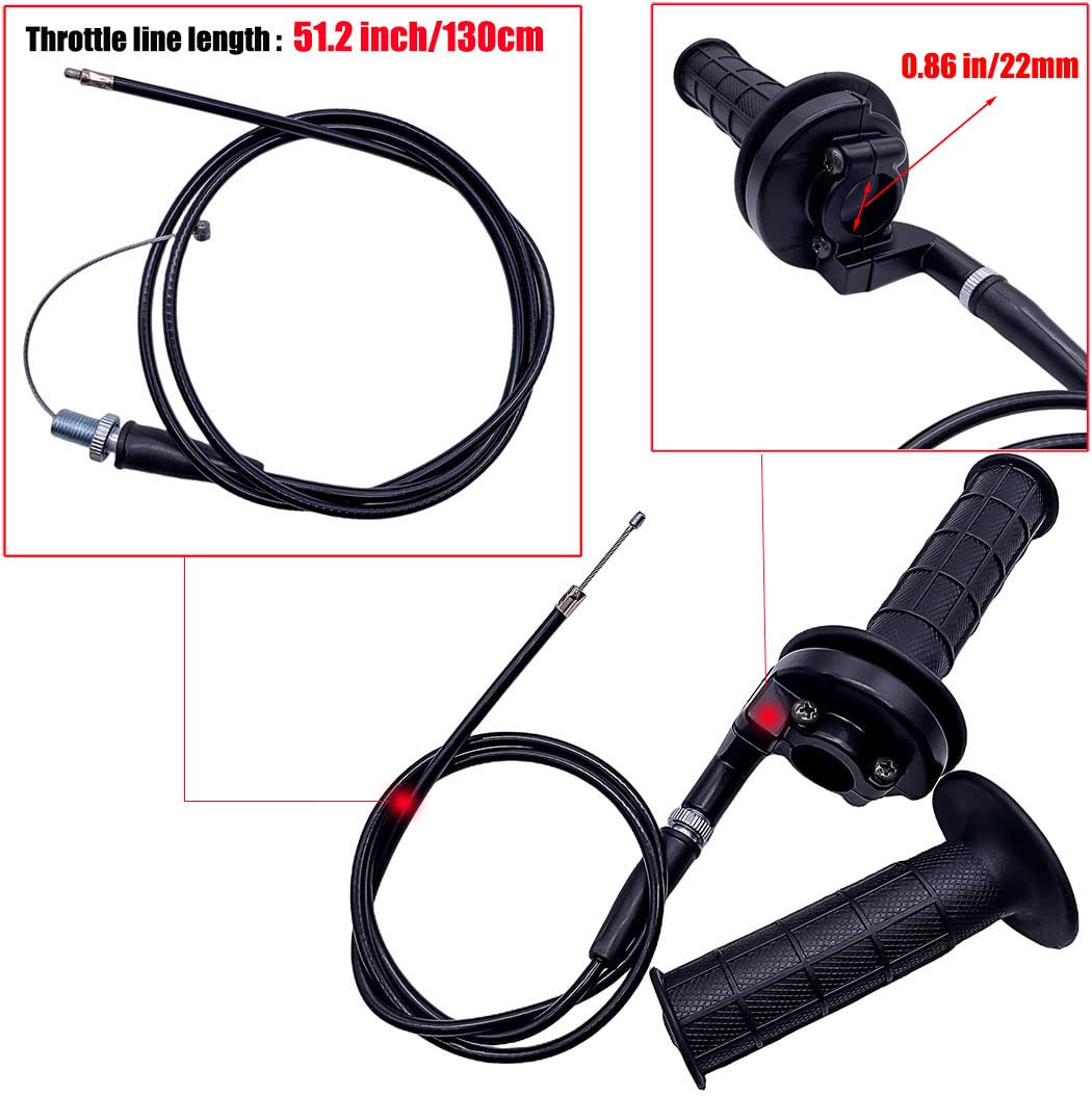 Throttle Cable And Throttle Handle For 7/8' 50 90 110 Cc 150Cc 250Cc Mini Bike Atv Quad Compatible With Coleman Powersports 196Cc Ct200U Ct200U-Ex Trail 200 & Baja Mb165 Mb200 Ssr125 Mini Dirt Bike