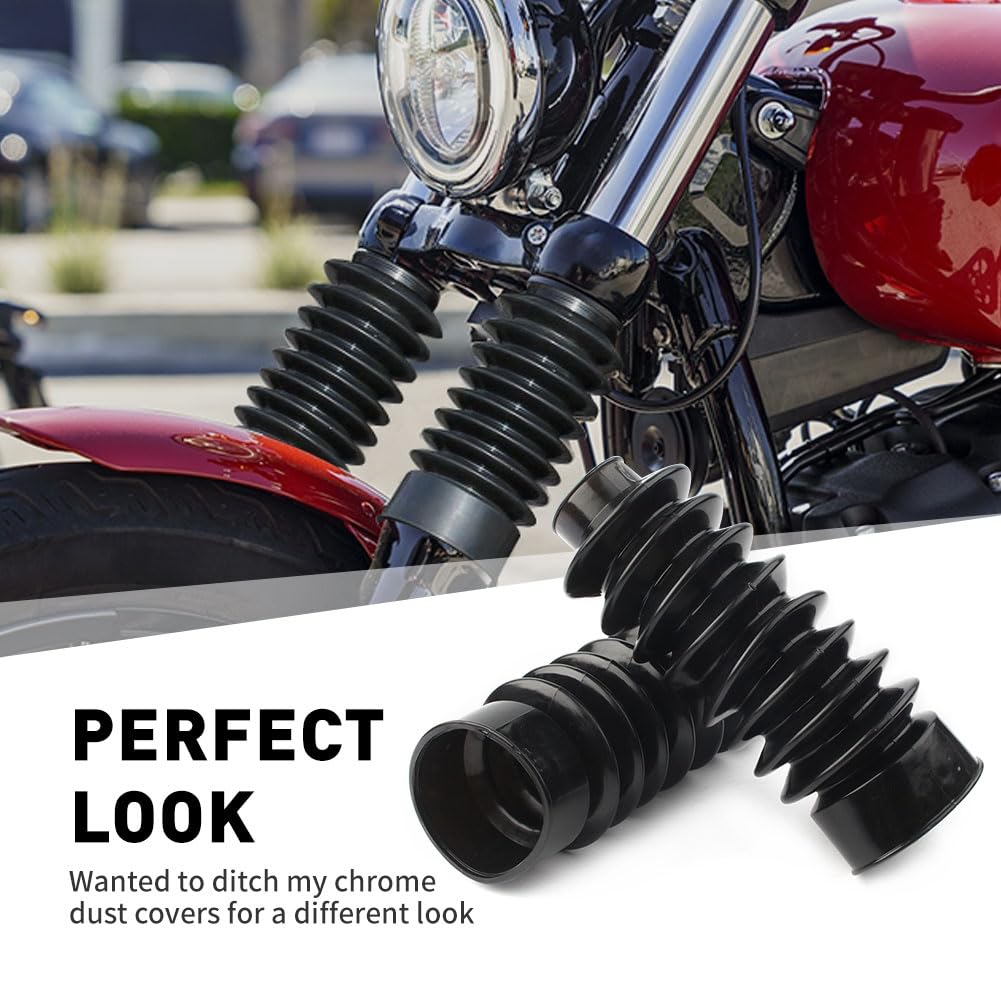 Newsmarts Motorcycle 41Mm Fork Covers Front Rubber Gaiters Gators Shock Boots For Harley Softail Fxst Dyna Fxdwg