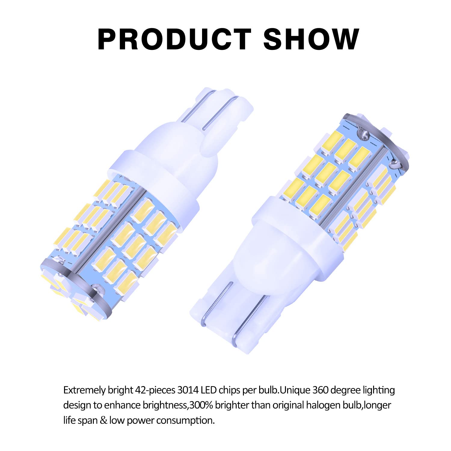 Acohuike T10 921 194 168 175 Led Bulbs Cool White 20-Packs, Super Bright 3014 42-Smd Replacement 12 Volt Rv Camper Trailer Boat Trunk Interior Dome Map License Lights, Backup Reverse Lights