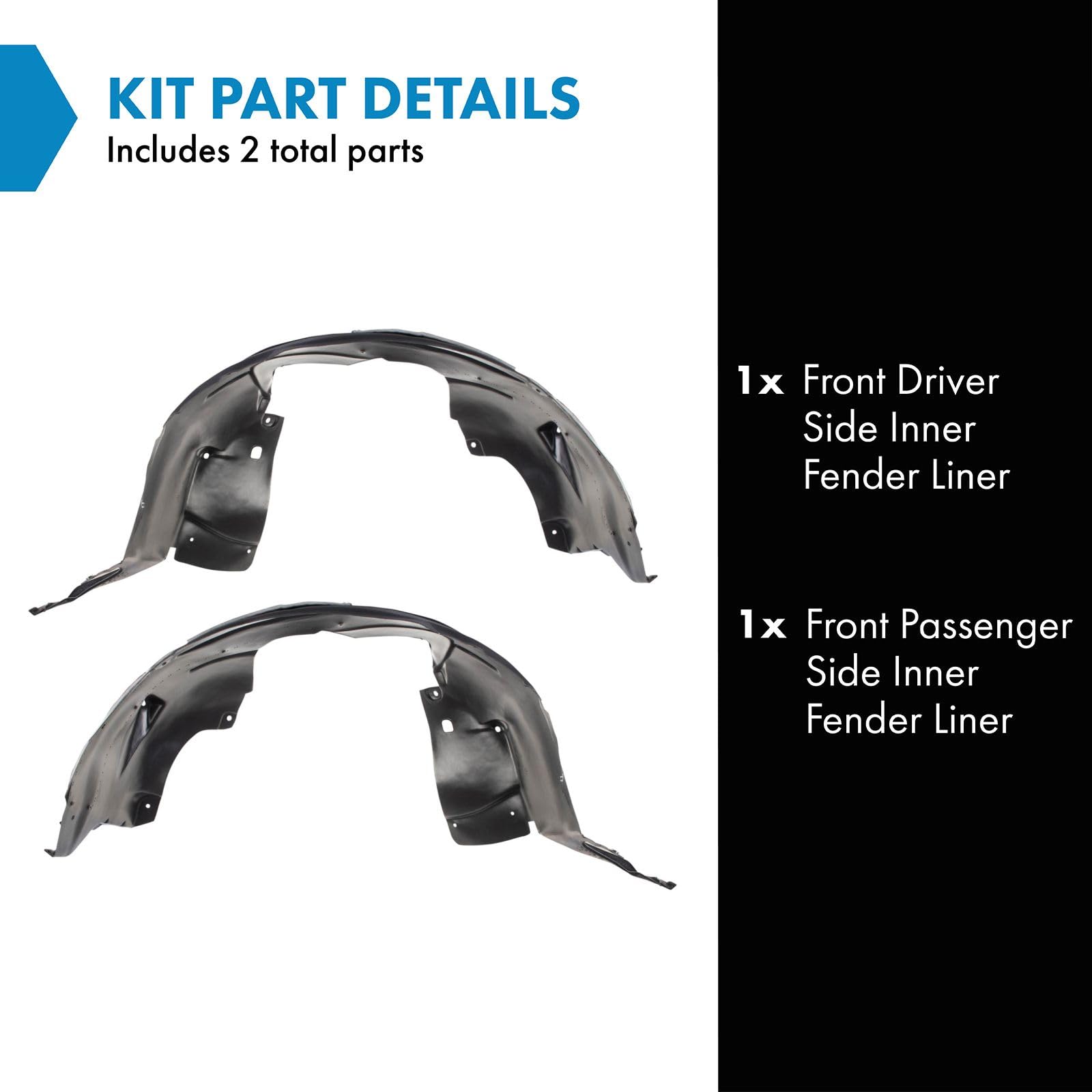 Trq Front Inner Fender Liner Set Compatible With 2017-2021 Buick Encore Gm1248275 Gm1248307 Gm1249275 Gm1249307