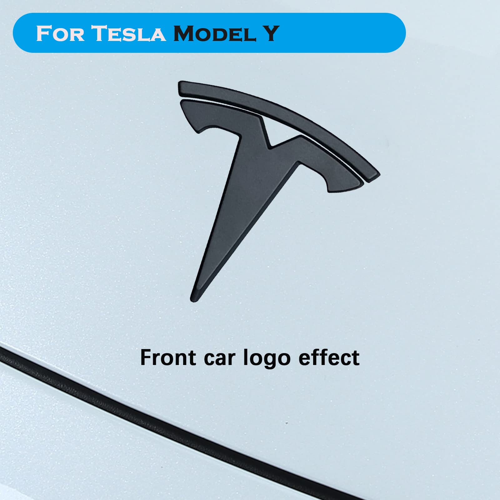 YHCDSEA for Model Y Emblem Badge Sticker Cover, fit for Tesla Model Y Logo Decals Accessories (Matte Black)