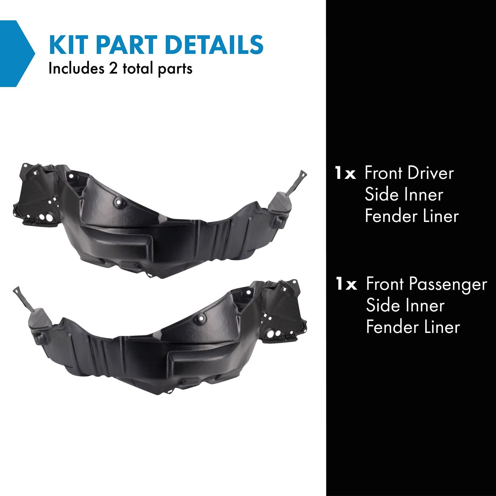 Trq Front Inner Fender Liner Set Compatible With 2016 Scion Im 2017-2018 Toyota Corolla Im To1248216 To1249216