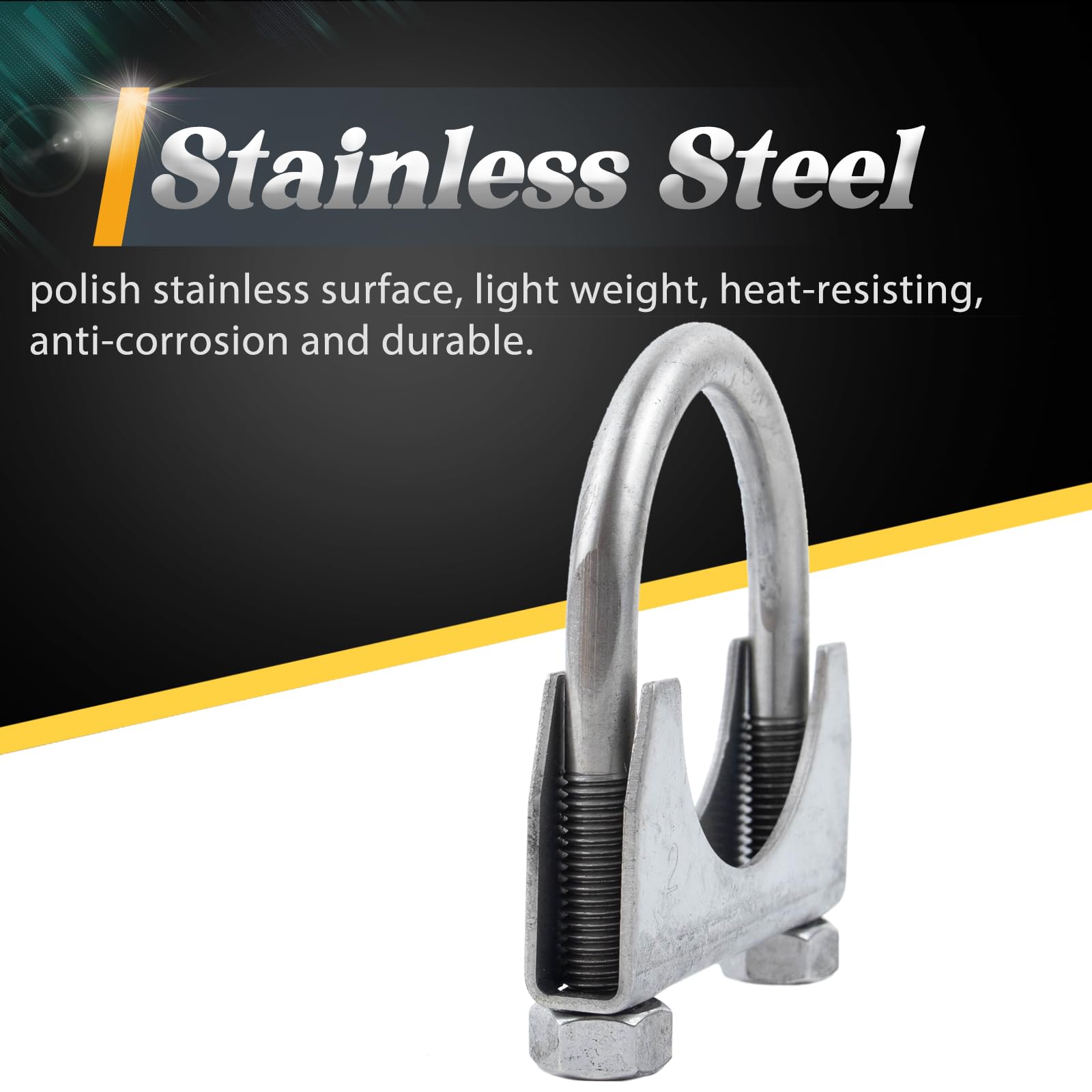 Westmotive, Stainless Steel U-Bolt Muffler/Exhaust Clamp Hanger (2'') 4 Pack