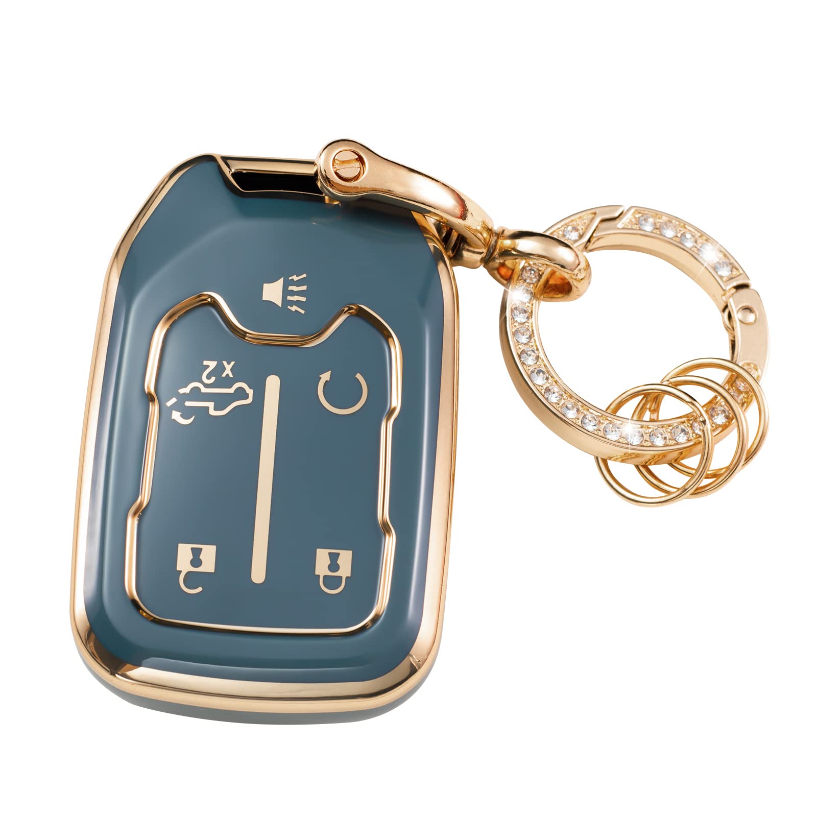 Gematay For Gmc Key Fob Cover, Car Key Case Shell Protector For 2019-2022 Chevy Silverado Gmc Sierra 1500 2500Hd 3500Hd, Blue