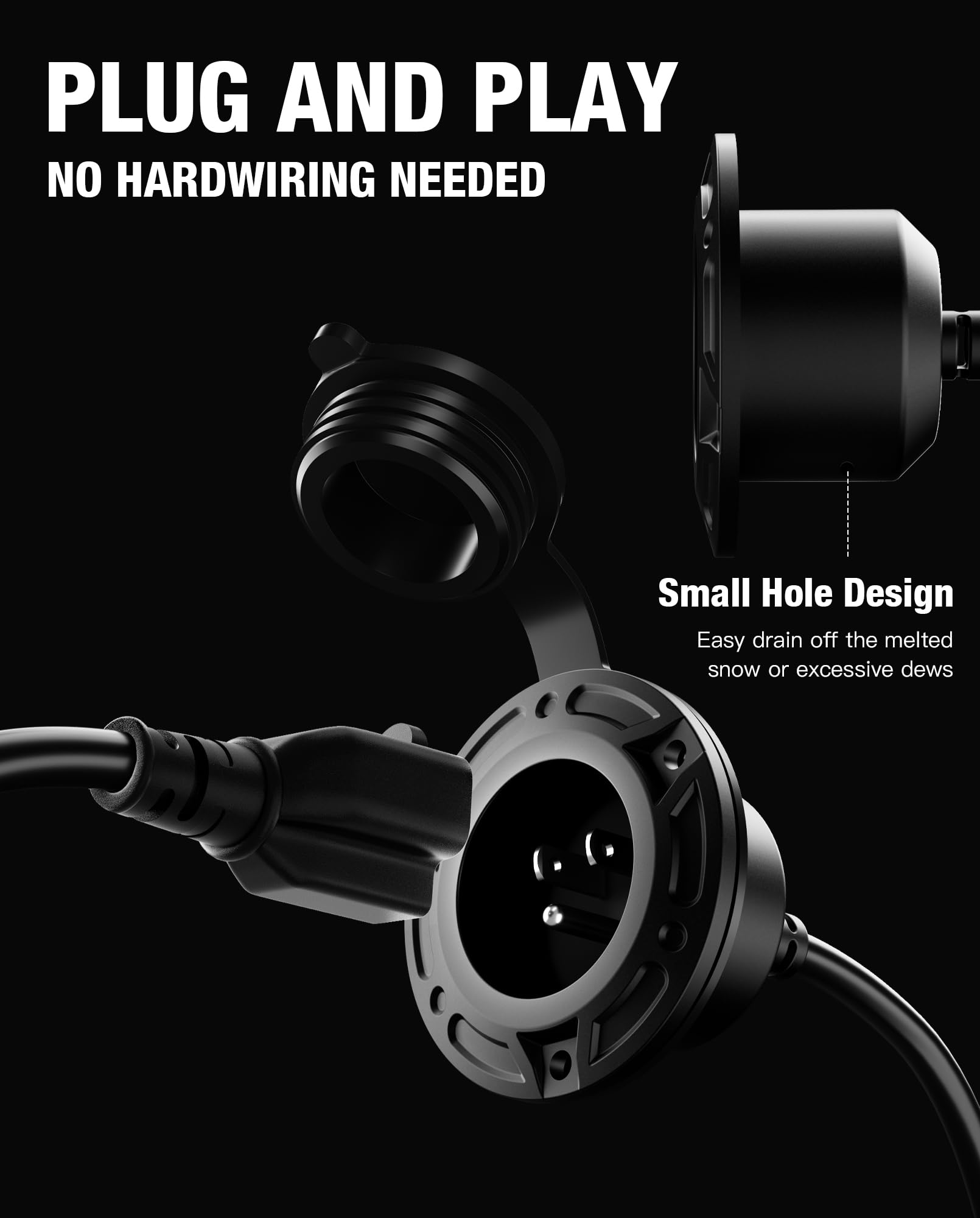 [5-In-1]Rv Shore Power Inlet Charger Plug 15A Ac Port Plug,125 Volt Ac Power Inlet Socket With 16 Inch Extension Cord And Watert