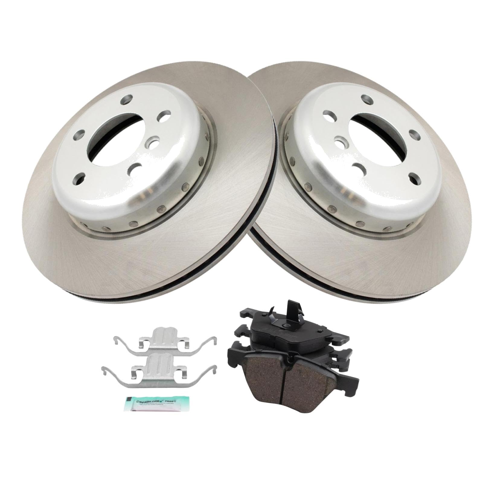 Trq Front Brake Pad & Rotor Kit Brake Pads Brake Rotor Ceramic Compatible With 2011-2016 Bmw 528I