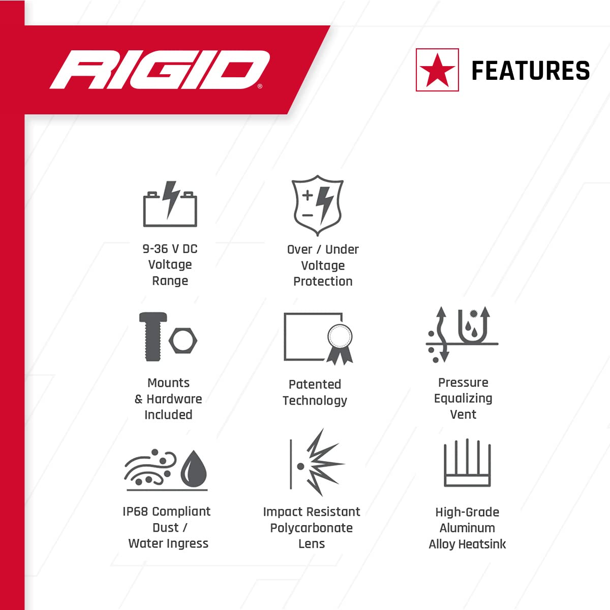 Rigid Industries 53122 Spread Light - Pair, Black