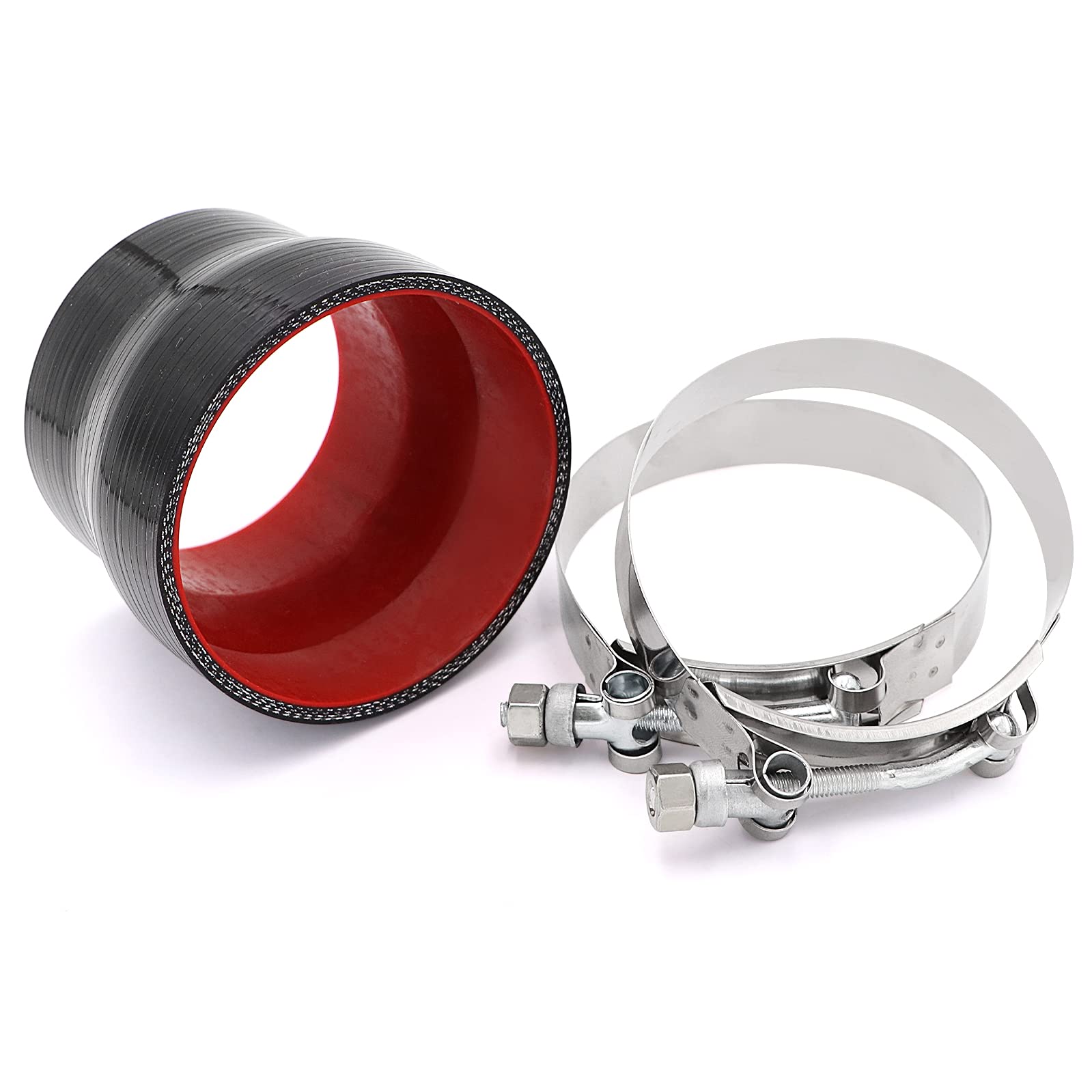 Straight Reducer Coupler Silicone Hose Id 3Inch To 3.5Inch 4-Ply With Stainless Steel T-Bolt Clamp For Turbo/Intercooler/Intake