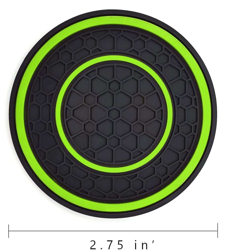 Auprite Car Cup Holder Coasters, 2 Pack Universal Auto Anti Slip Cup Holder Insert Coaster, Car Interior Accessories (Green)