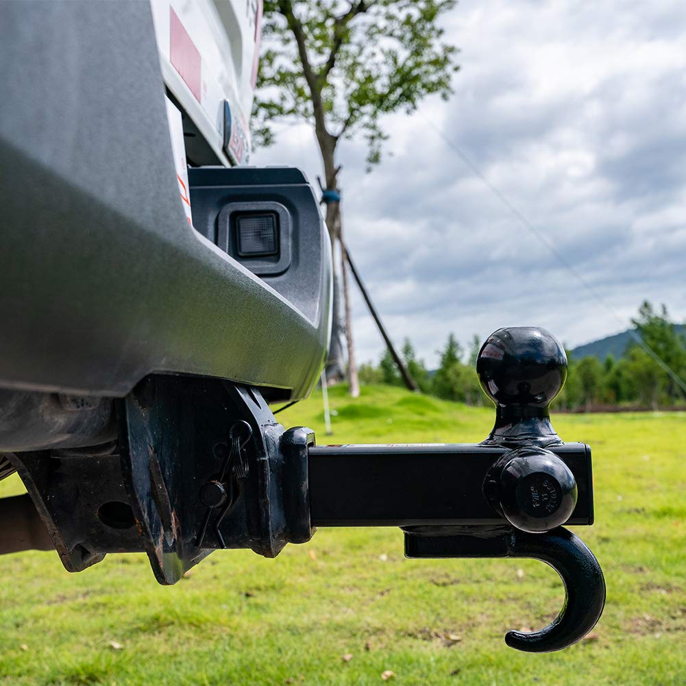 Towever 84181P Towever Class 3/4 Trailer Hitch 2 Inch Ball Hitch With Hook (Black, Hollow Shank), For Pickup Truck Hitch Receiver Pin And Clip Included
