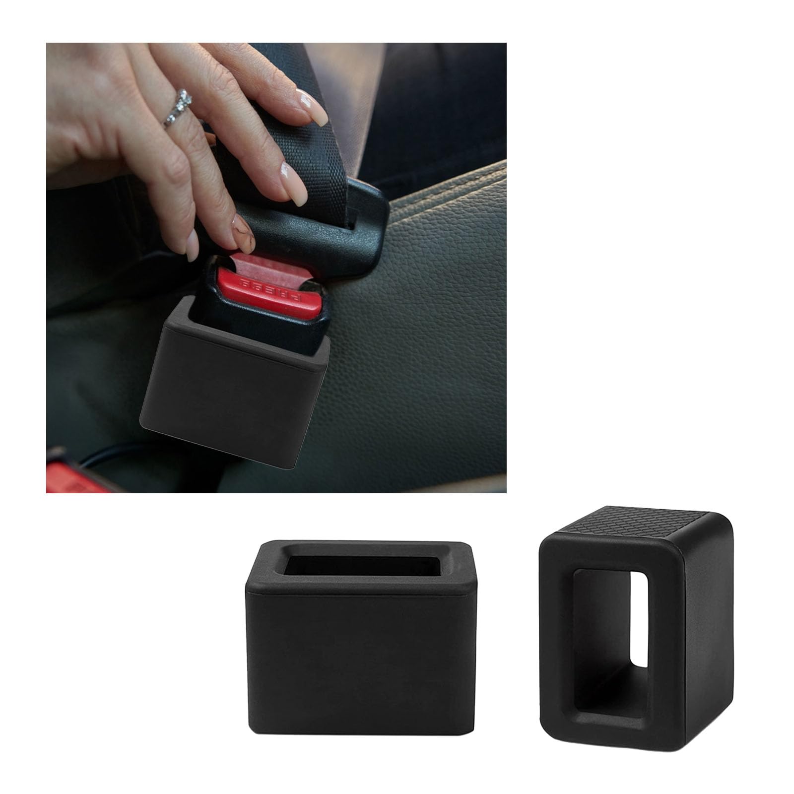 Augeny 2PCS Seat Belt Buckle Holder, Silicone Auto Rear Seatbelt Buckle Booster to Makes Receptacle Stand Upright for Easy Acces