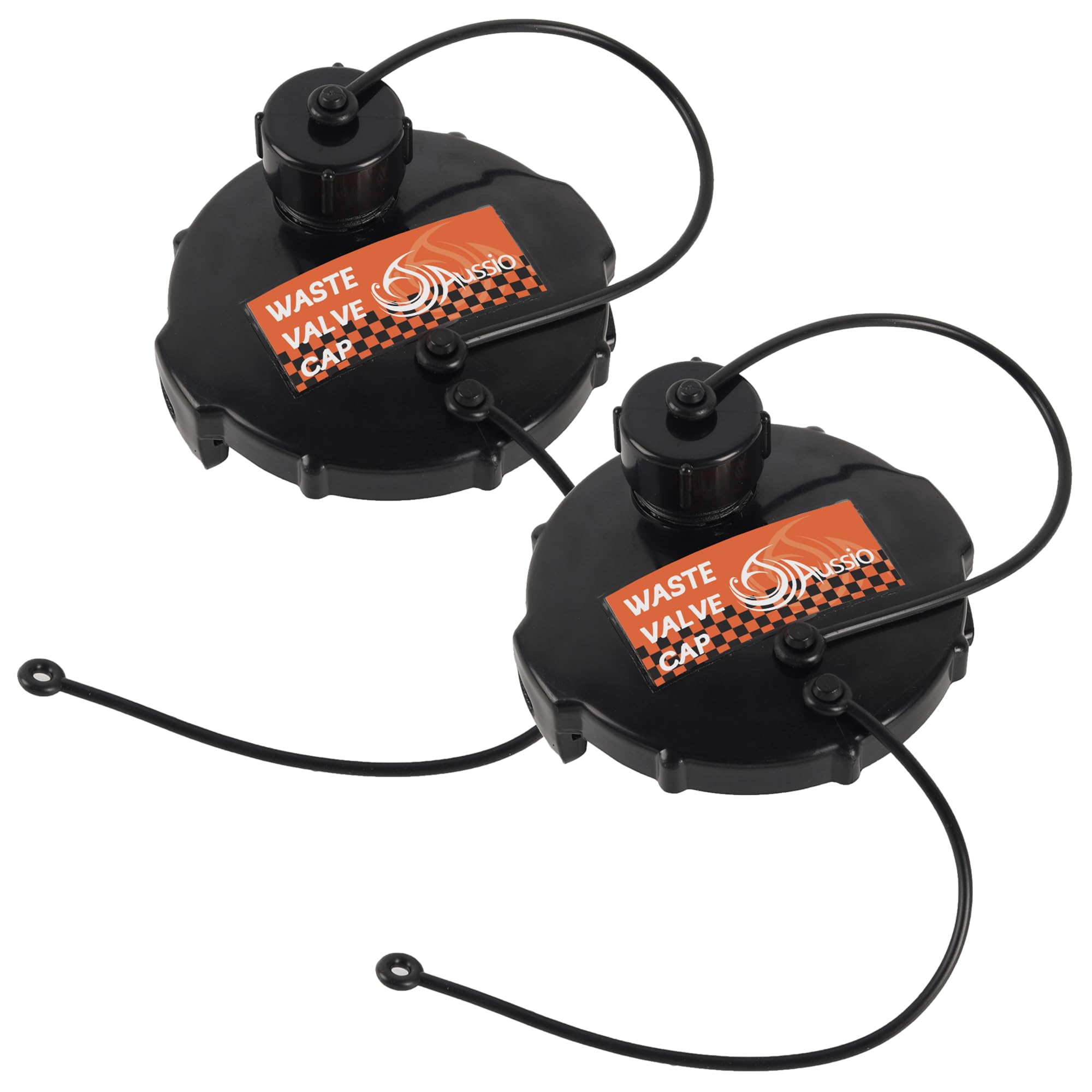 Aussio (2-Pack, Black T1020-1 Waste Valve Cap with Bayonet Hook 3 with Capped 3/4 GHT RV Sewer Cap