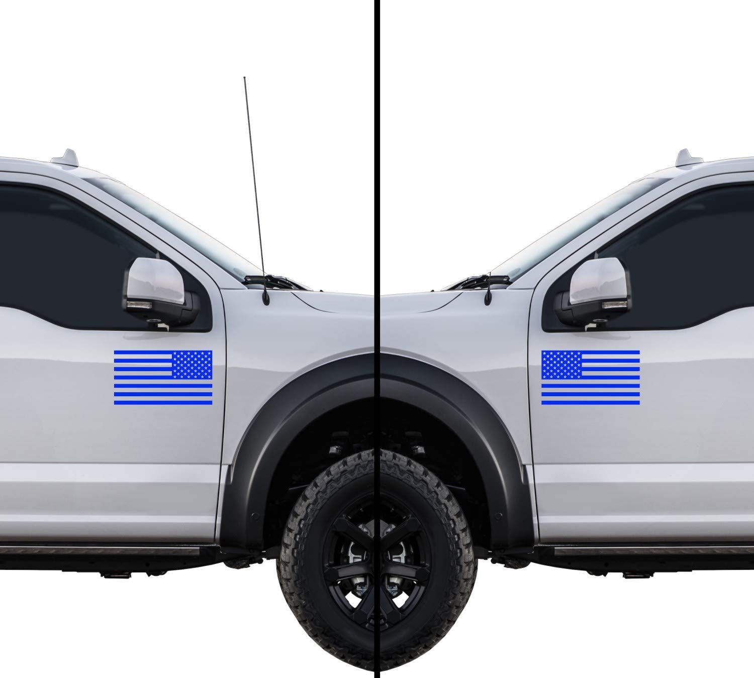 American Us Flag [Pick Color/Size] Vinyl Decal Sticker For Laptop/Car/Truck/Window/Bumper (7.5In Subdued Pair, Matte Blue)