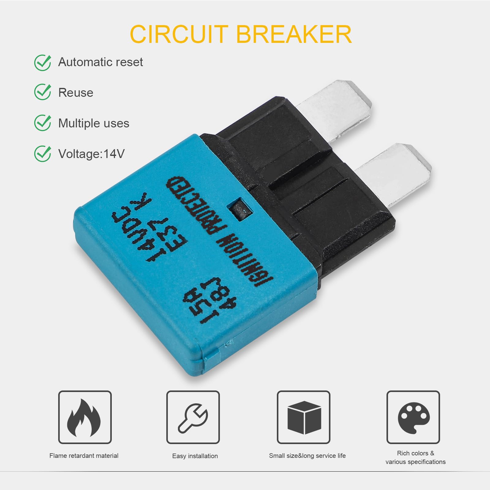 Gloso Circuit Breakers E37 Auto (T1) Reset Low Profile Atc/Ato - (6A - 3 Pack)