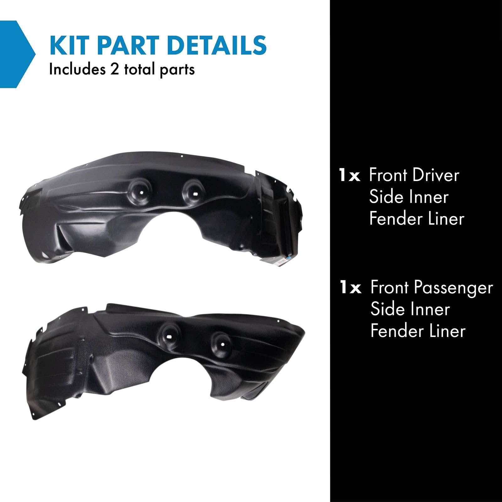 Trq Front Inner Fender Liner Set Compatible With 2009-2020 Dodge Journey Ch1248167 Ch1249167