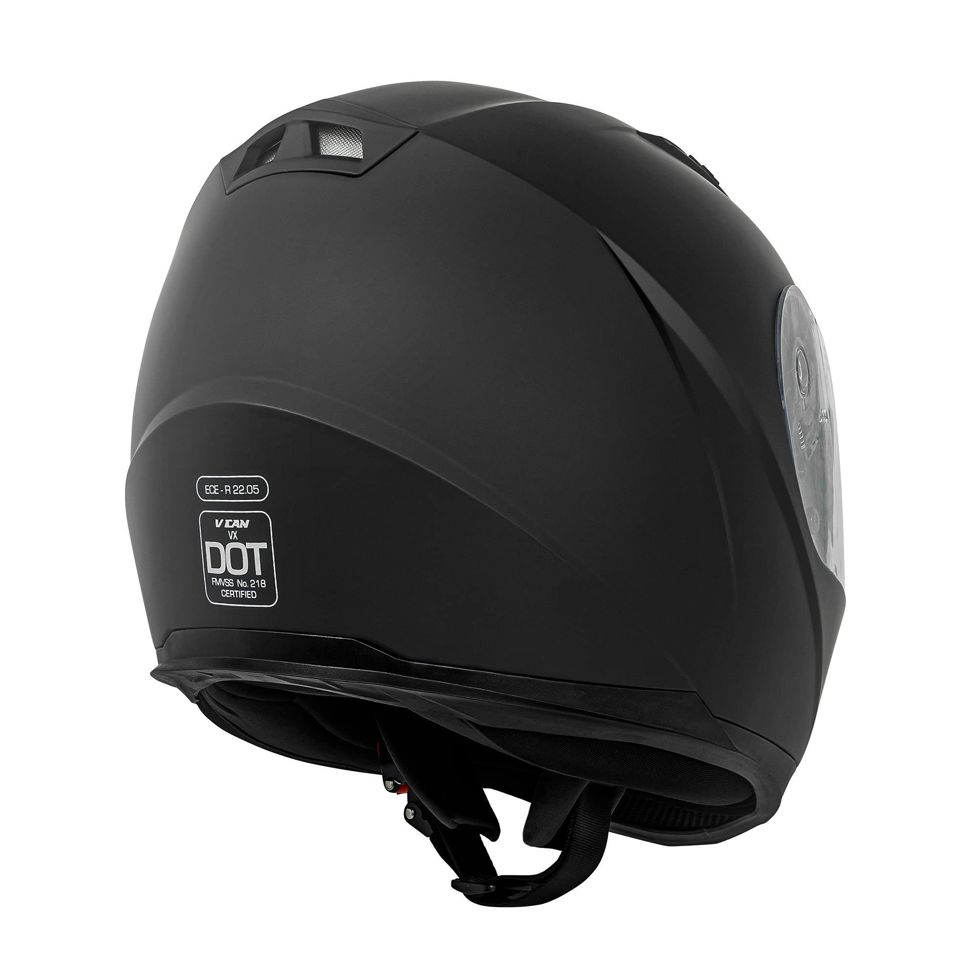 Vcan Vx Lightweight Full Face Motorcycle Street Bike Helmet With Extra Tinted Visor Dot & Ece 22.05 Approved (Matte Black, Large)