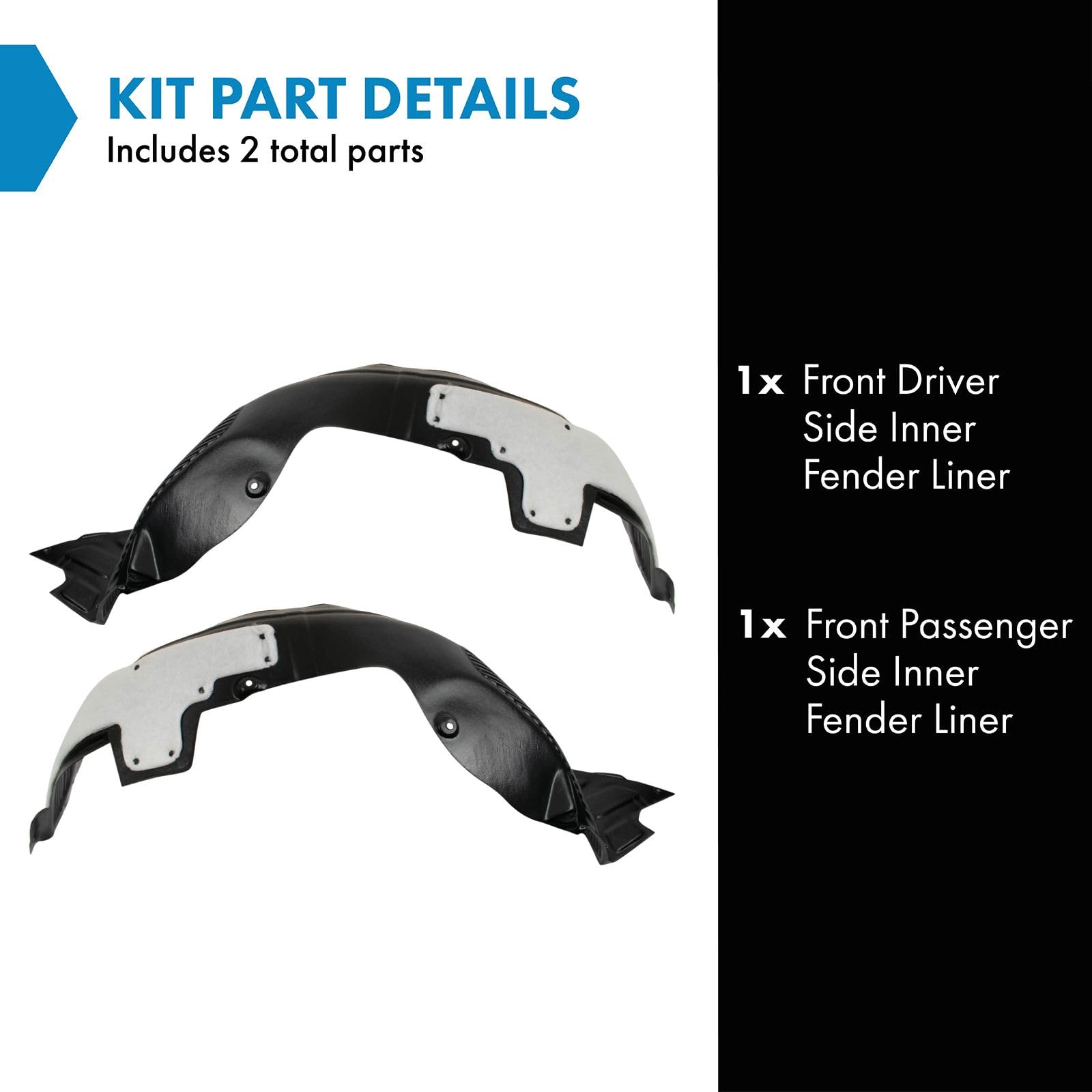 Trq Front Inner Fender Liner Set Compatible With 2014-2016 Kia Forte Forte5 Ki1248122 Ki1249122