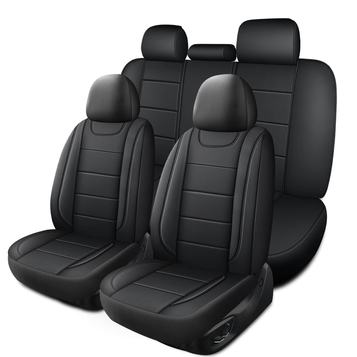 HChengkikz Car Seat Covers, Quilting Leather Seat Covers Full Set, Waterproof Faux Leather Automotive Seat Covers for Cars,Unive