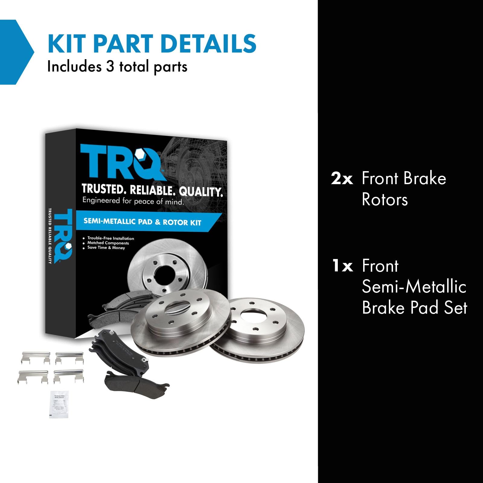 Trq Front Metallic Brake Pad & Rotor Kit Compatible With Chevy Gmc Suv Pickup Truck
