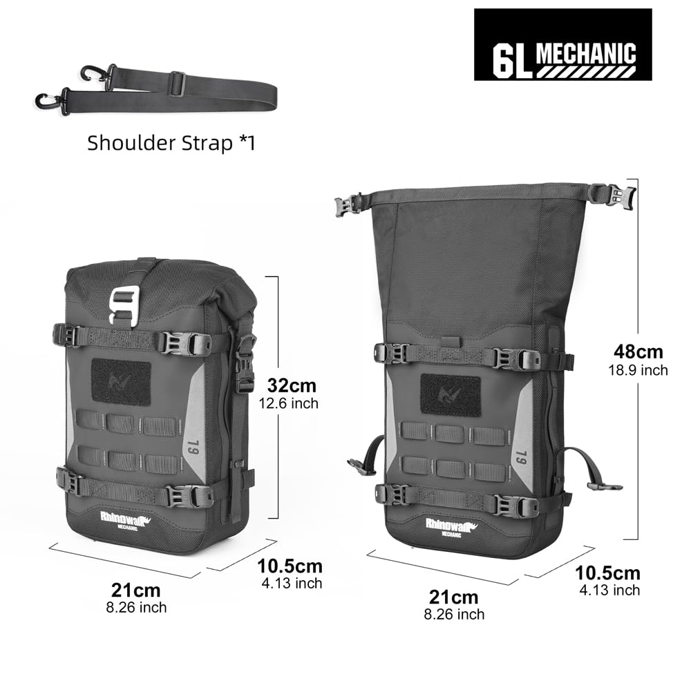 Rhinowalk Motorcycle Front Bumper Bag, Motorbike Side Bag Waterproof Motorcycle Saddle Pannier Tail Bag with MOLLE System Motor