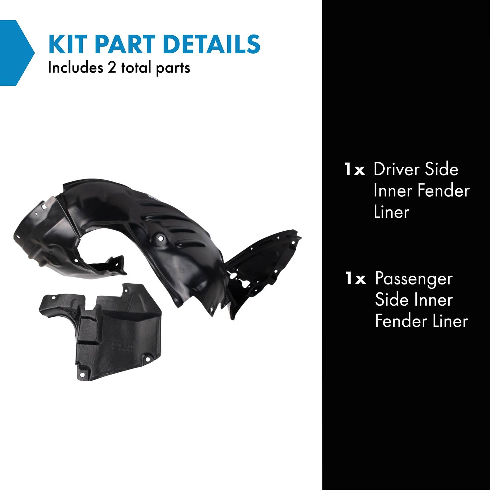 Trq Inner Fender Liner Set Compatible With 2017-2021 Mazda Cx-5 Ma1248149 Ma1251116
