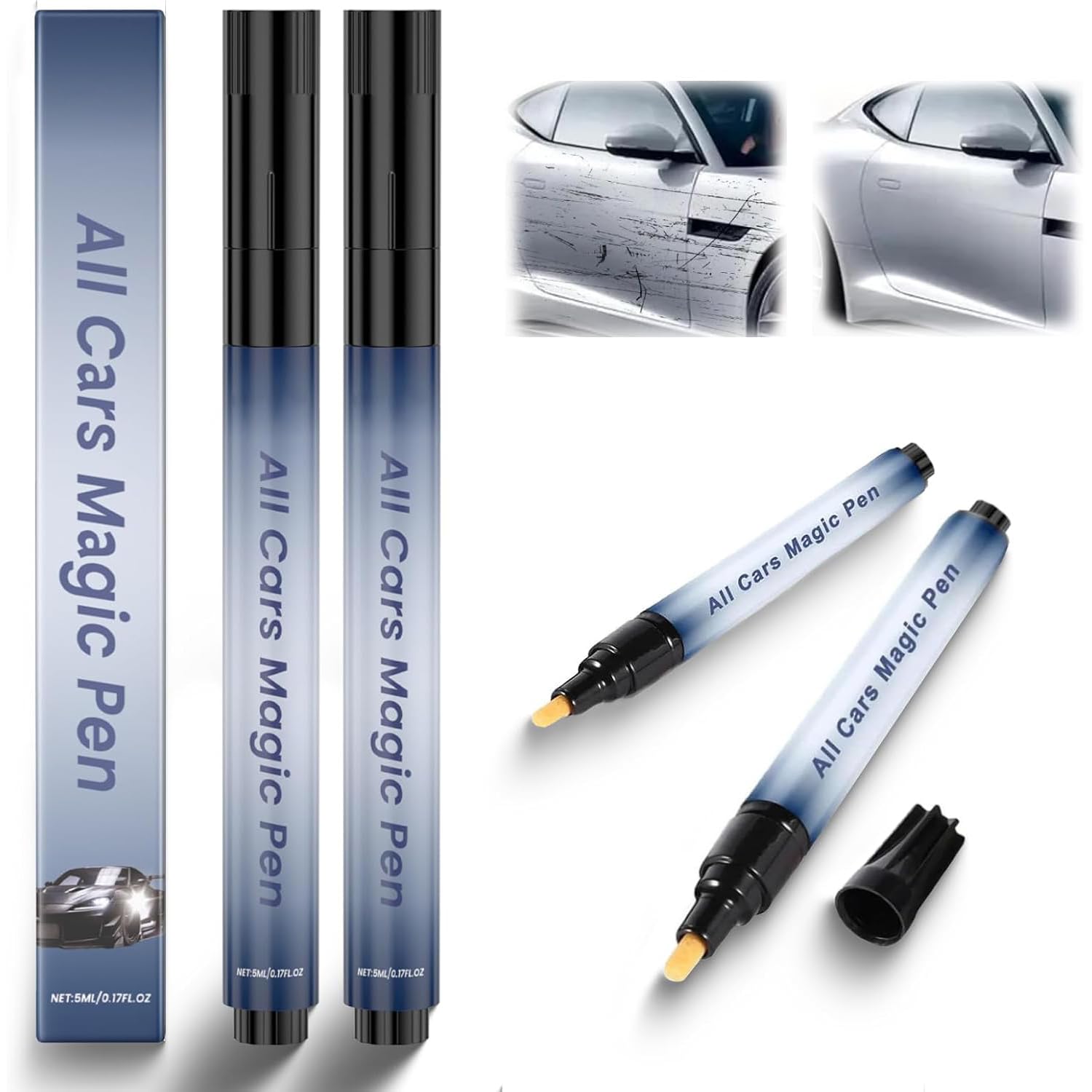 INROAN 2PCS All Cars Magic Pen, Magic Car Scratch Remover Pen, Car Scratch Repair Pen Set, Simple and Fast, Long-Lasting Durabil