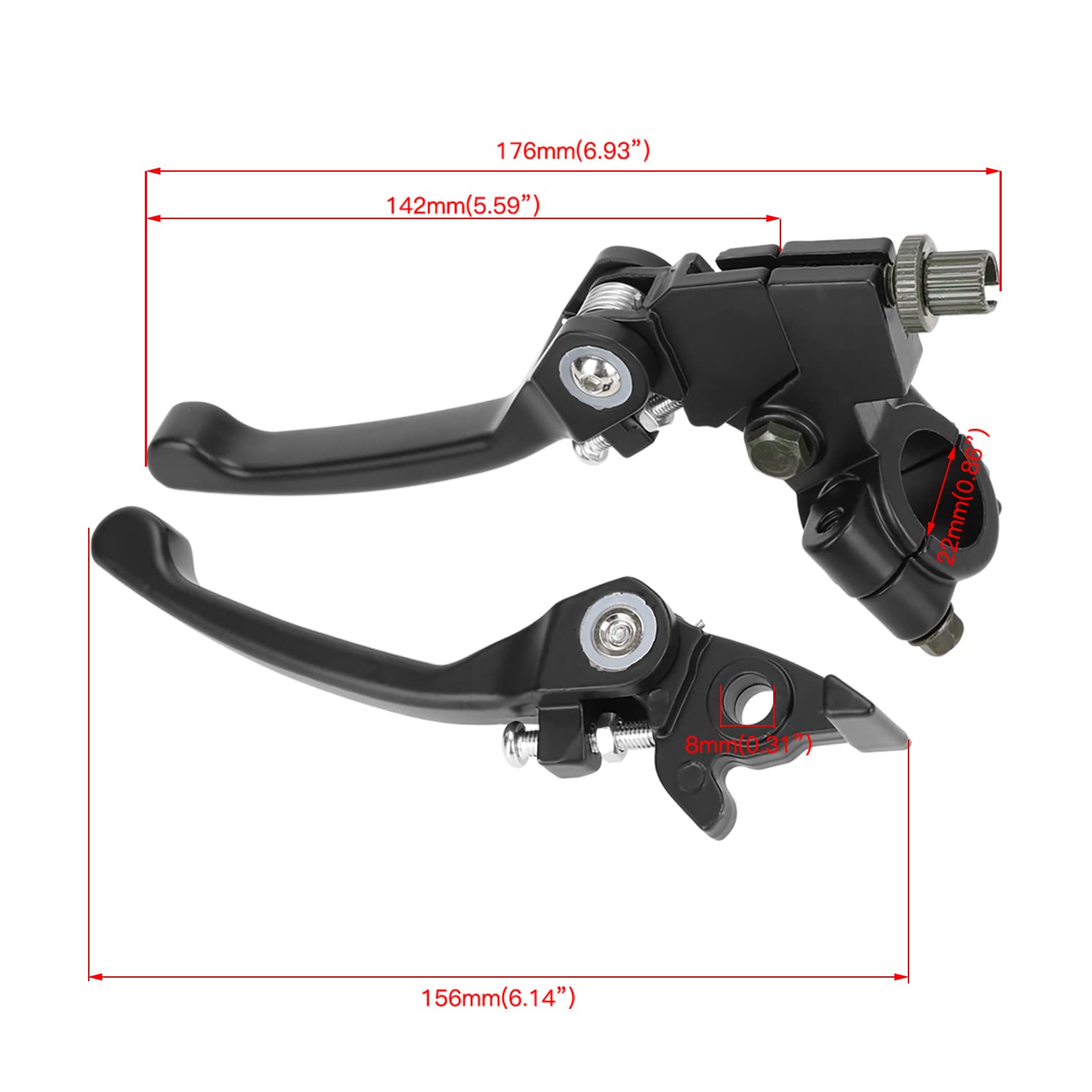 Yoxufa Folding Clutch Brake Lever Perch With Clutch Cable For 110Cc 125Cc 140Cc 150Cc Tao Tao Db17 Apollo Rfz Dbx15 X18 X19 Z20 Thumpstar Kayo Xmotos Ssr Yz Ruckus Pit Dirt Bike 7/8 Handlebar Black