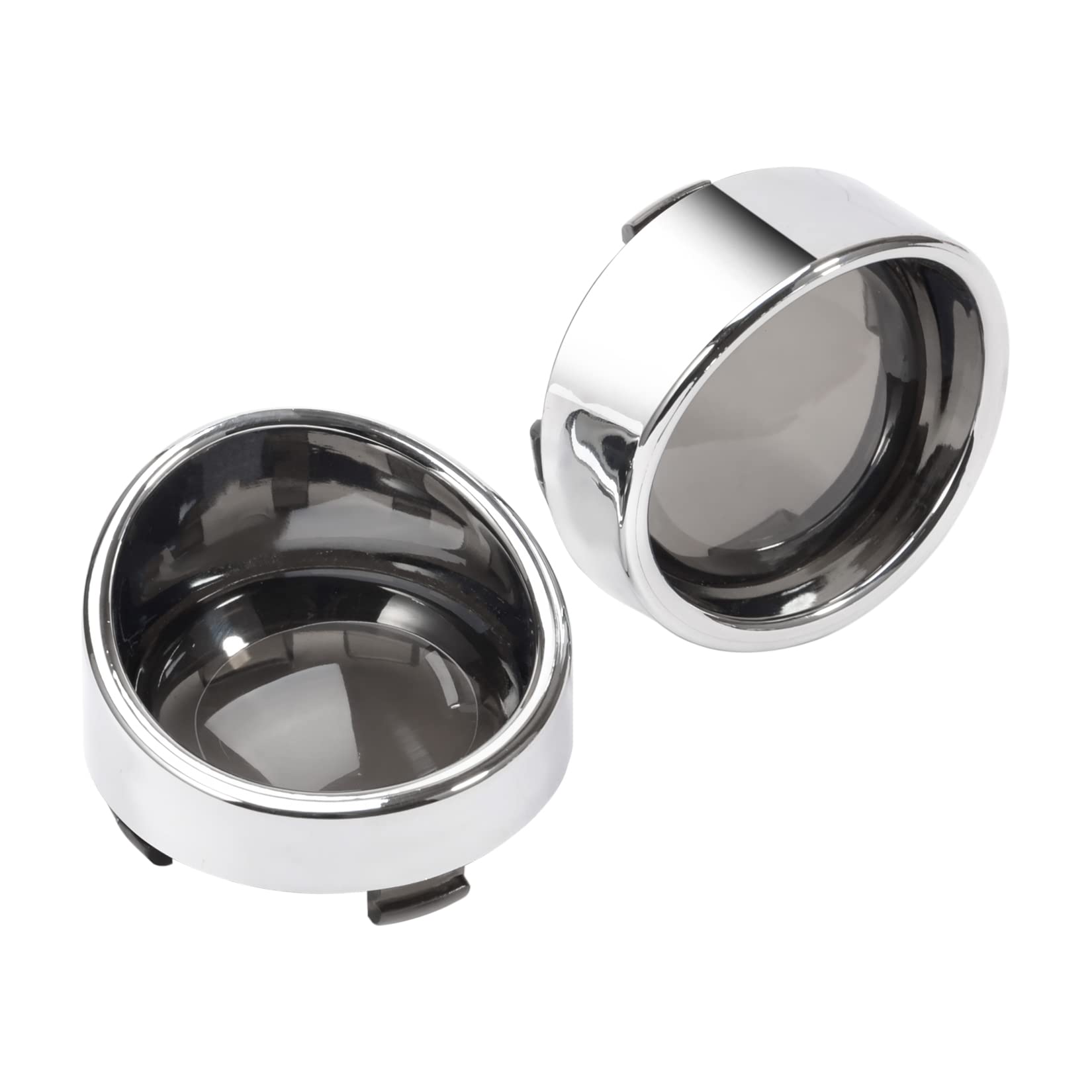 PBYMT Smoke Turn Signal Lens Cover 2'' Bullet Visor-Style Chrome Bezels Compatible for Harley Davidson Dyna Street Glide Road So