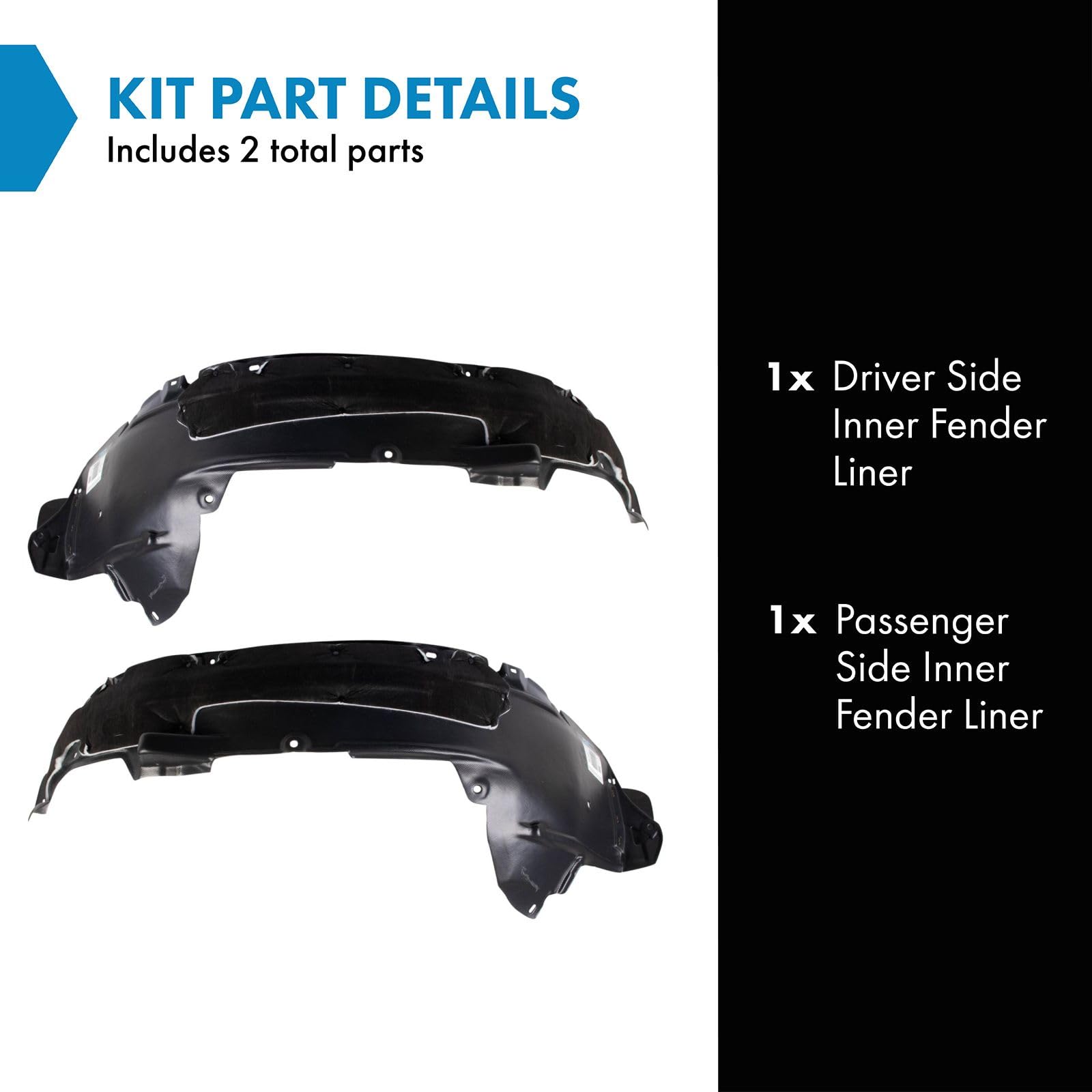 Trq Inner Fender Liner Set Compatible With 2010-2011 Honda Cr-V Mexico Built Models (1St Vin Digit 3) And Us Built Models (1St V