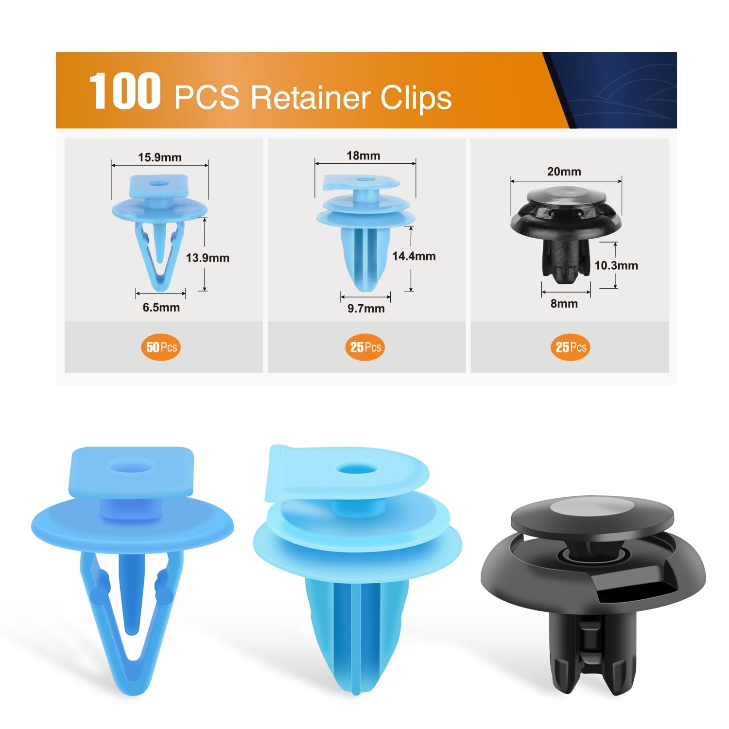 Gooacc 100Pcs Cowl Vent Retainer Front Fender, Interior Trim Washer Tank & Bumper Support Push-Type Retainer For Buick Cadillac