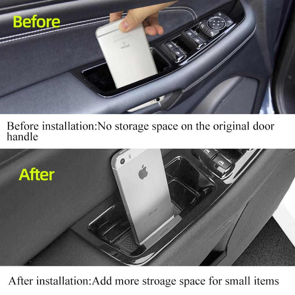 Vesul Front Row Door Side Storage Box Compatible with Ford Edge 2015-2024 Armrest Phone Container Door Organizer Handle Pocket A