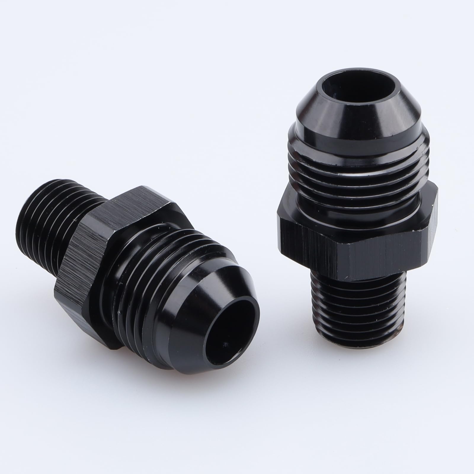 Ac Performance Male 1/4'' Npt To -8 An Flare Adapter Straight Aluminum Black, Pack Of 2