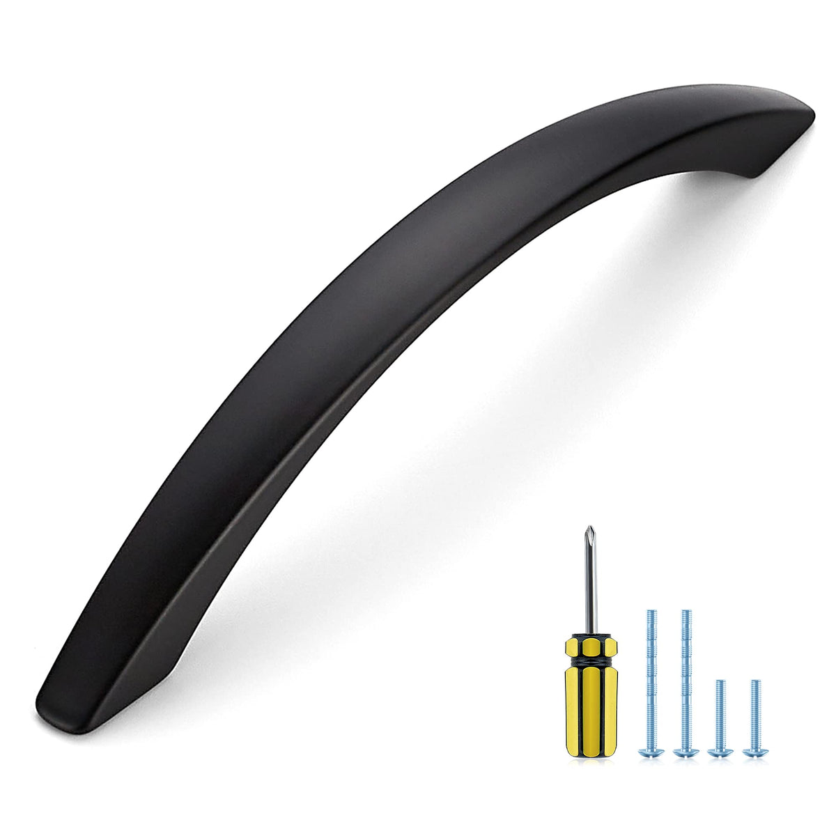 Ravinte 10 Pack Cabinet Pulls 5 Inch Matte Black Curved Drawer Pulls For Kitchen Cupboard Arch Pulls For Dresser Drawer Cabinet Hardware Come With Screwdriver