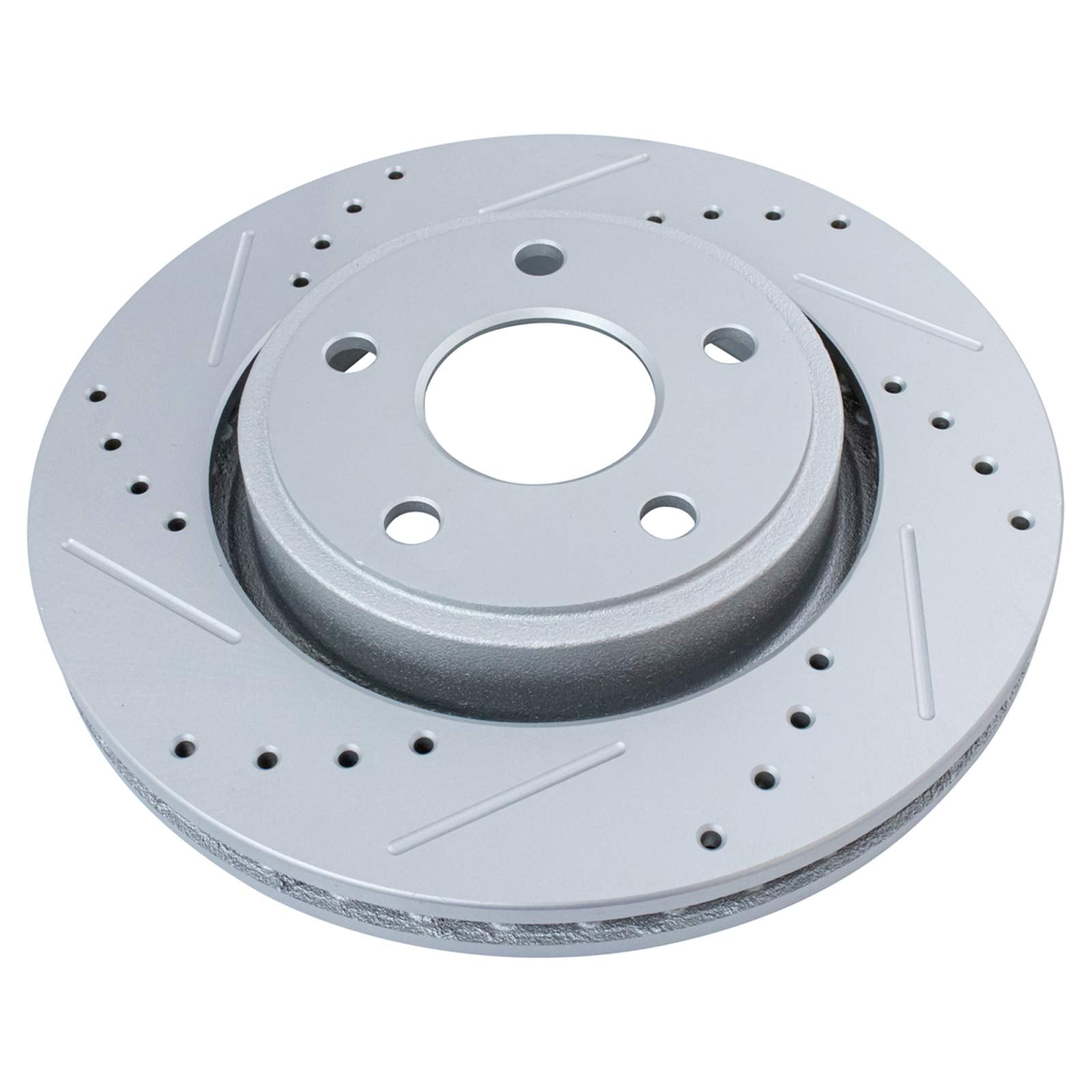 Trq Front Performance Brake Rotors Set Premium G-Coated Cross Drilled & Slotted Compatible With 2006-2010 Jeep Commander 2005-20