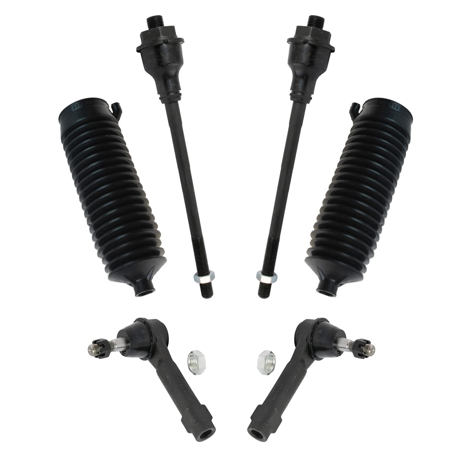 Trq Front Steering Kit Steering Rack & Pinion Bellow Tie Rod Compatible With 1999-2006 Chevrolet Silverado 1500 2007 Silverado 1