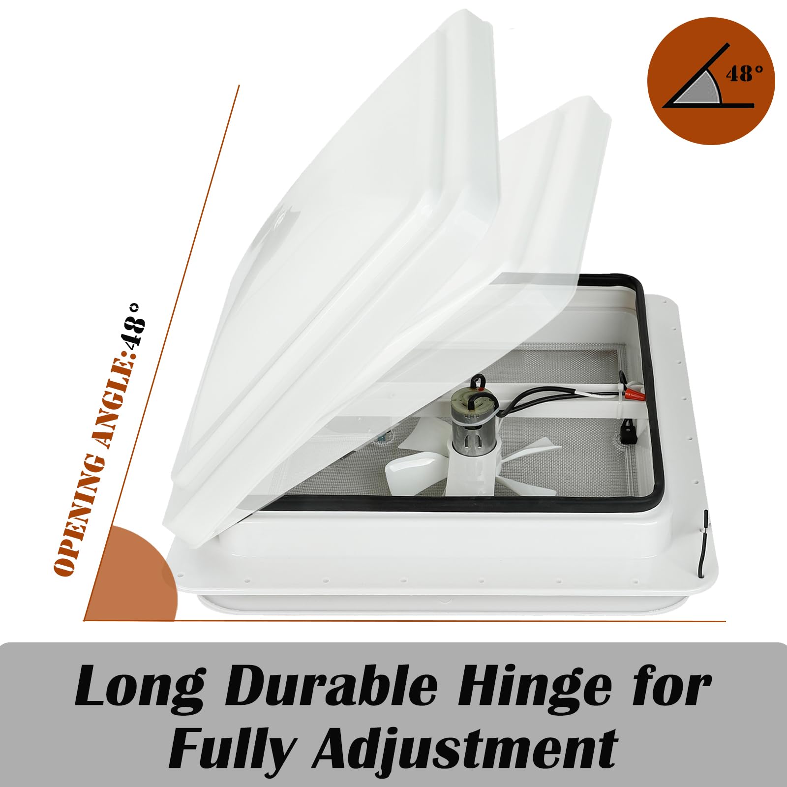 caqeg 14 '' RV Roof Vent for Camper Trailer Universal White Lid Roof Vent with 12V RV Vent Fan 6 '' Blades White lid Inner for G