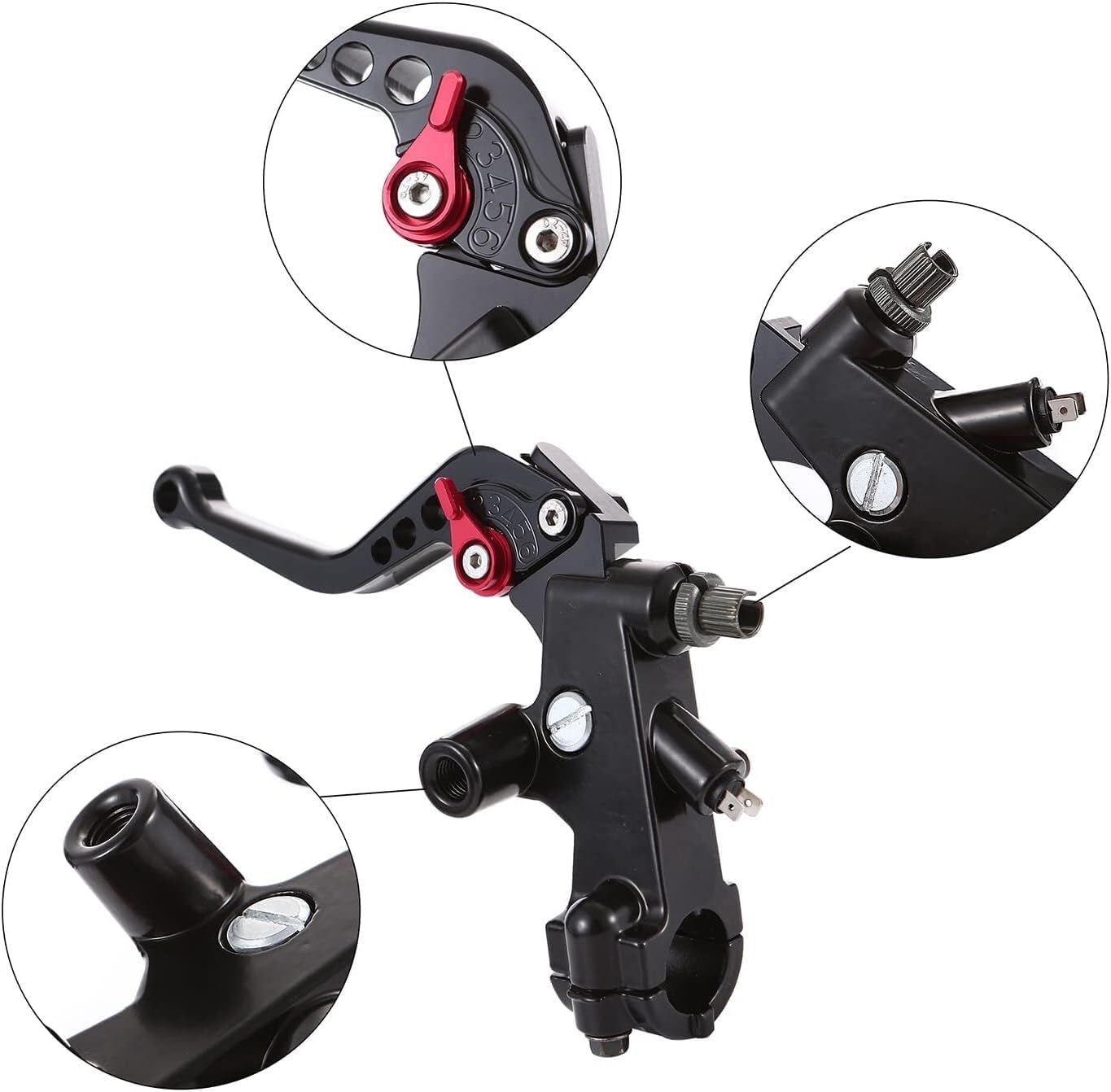 venveal Universal Motorcycle Brake Levers 7/8'' 22mm Cylinder Clutch Lever Adjustment Front Brake Master Standard Handlebar for