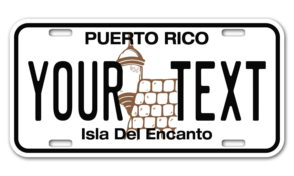 Inkmyplate Personalized Puerto Rico Car License Plate | 12X6 Inch | Select From All 50 States | 3 Sizes | Custom Plate For Front Car Bumper | Personalized Car Tags | Usa Thick .040 Aluminum