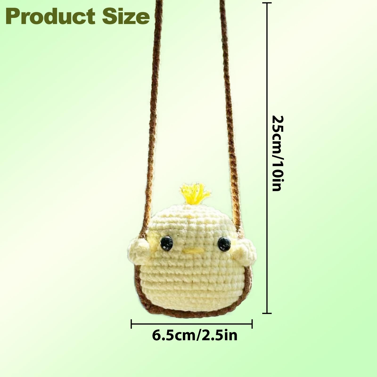 Crochet Swinging Animal Car Mirror Hanging Accessories, Cute Car Decorations For Women Aesthetic, Handmade Knitted Rearview Mirr