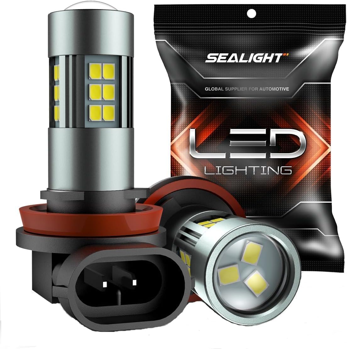 Sealight H16 H11 H8 Led Fog Light Bulbs Or Drl, 360 Full Illumination With Convex Lens,6500K White H16 Led Fog Lights, 54 Csp Le