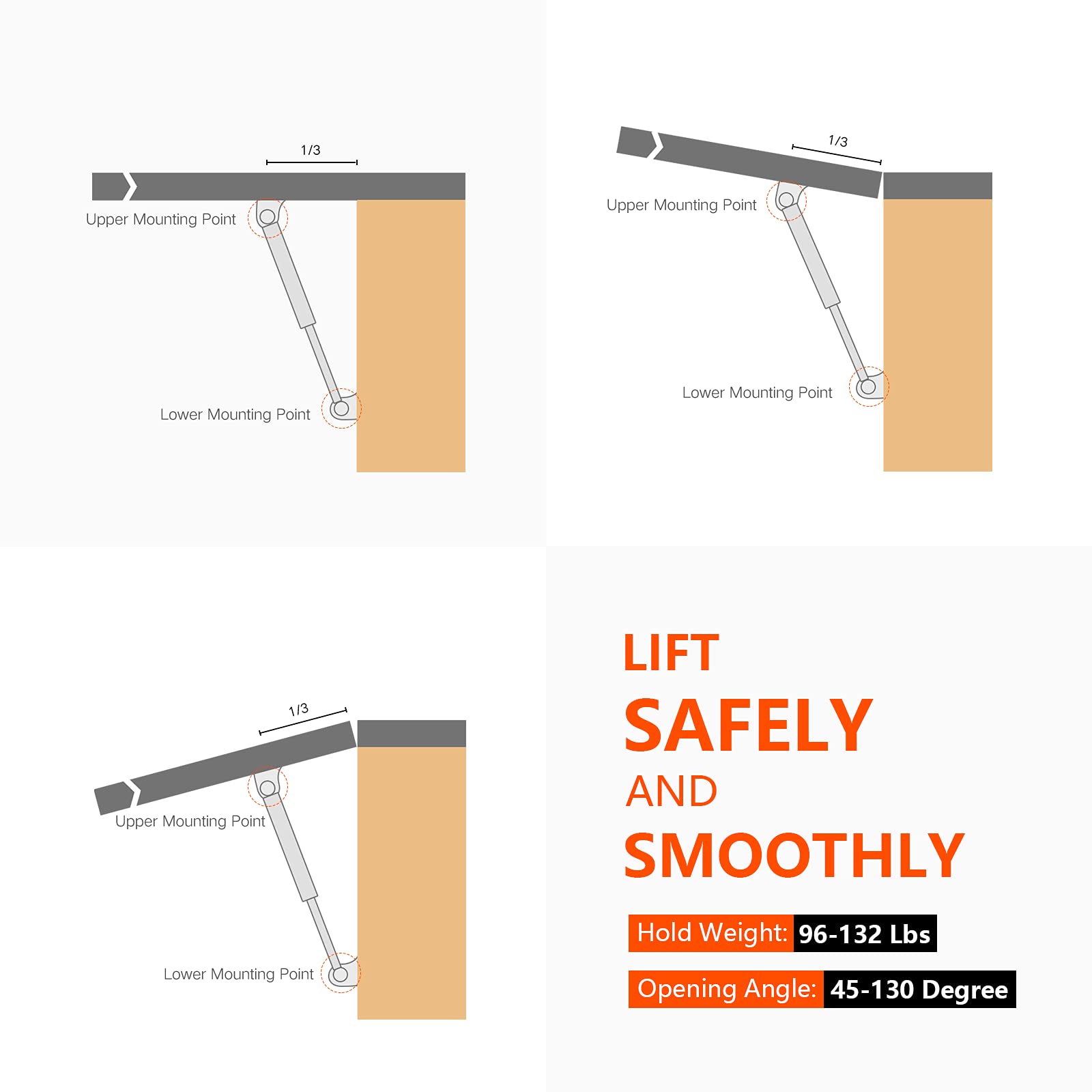 20' Gas Spring Struts C16-08055 C1608055 120Lbs 534N Per Lift Support For Rv Bed Truck Tonneau Cover Lid 2 Pack By Pamagoo