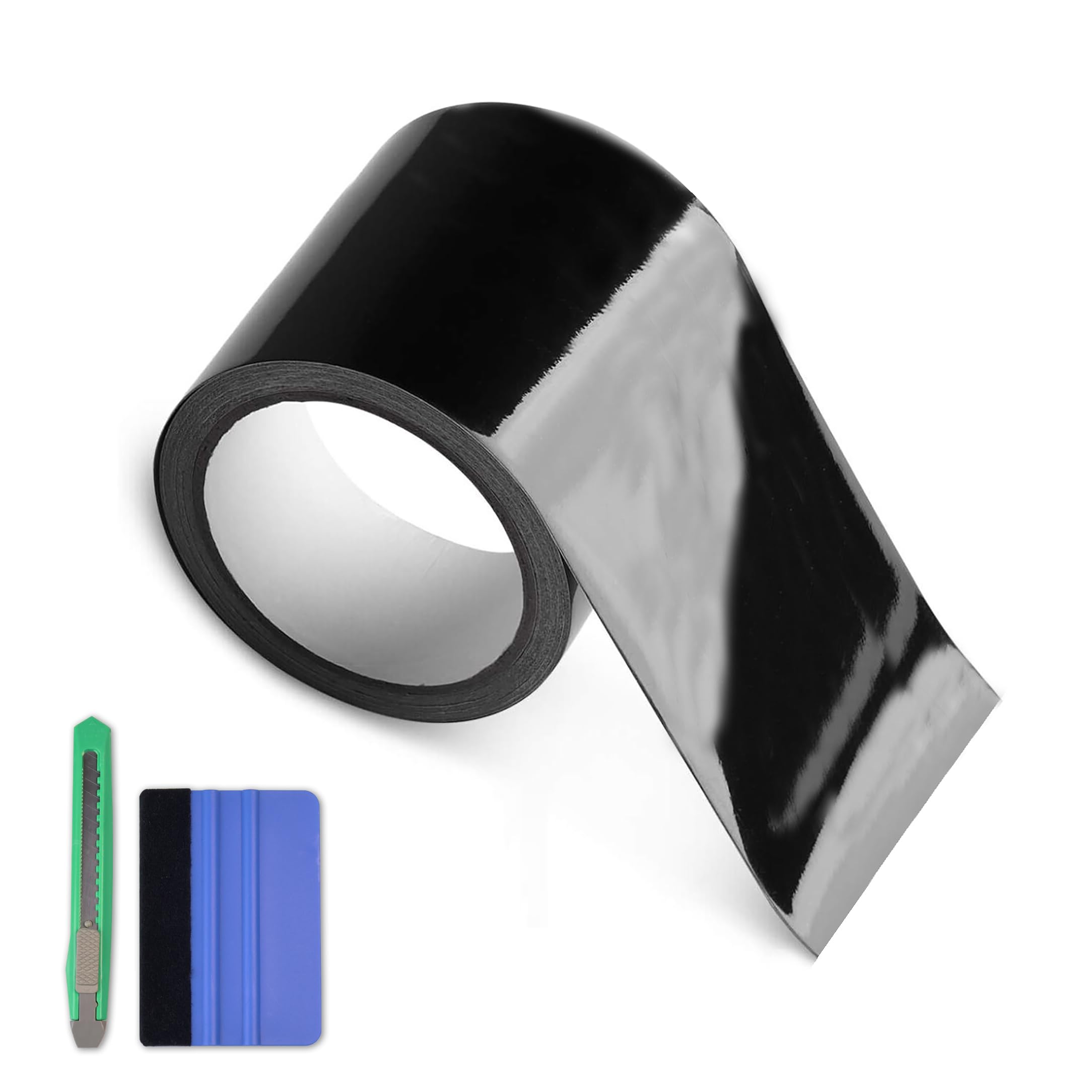 Arespark Gloss Black Vinyl Wrap, Cars Vinyl Film Tapes Kit For Blackout Chrome Delete Window Trim Door With Free Tools (4In X 30