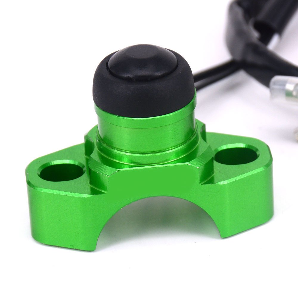 Jfg Racing Cnc Universal Motorcycle Engine Stop Start Kill Switch Button With Mounting Backplate For Kx250 Kx450F Klx110 - Green